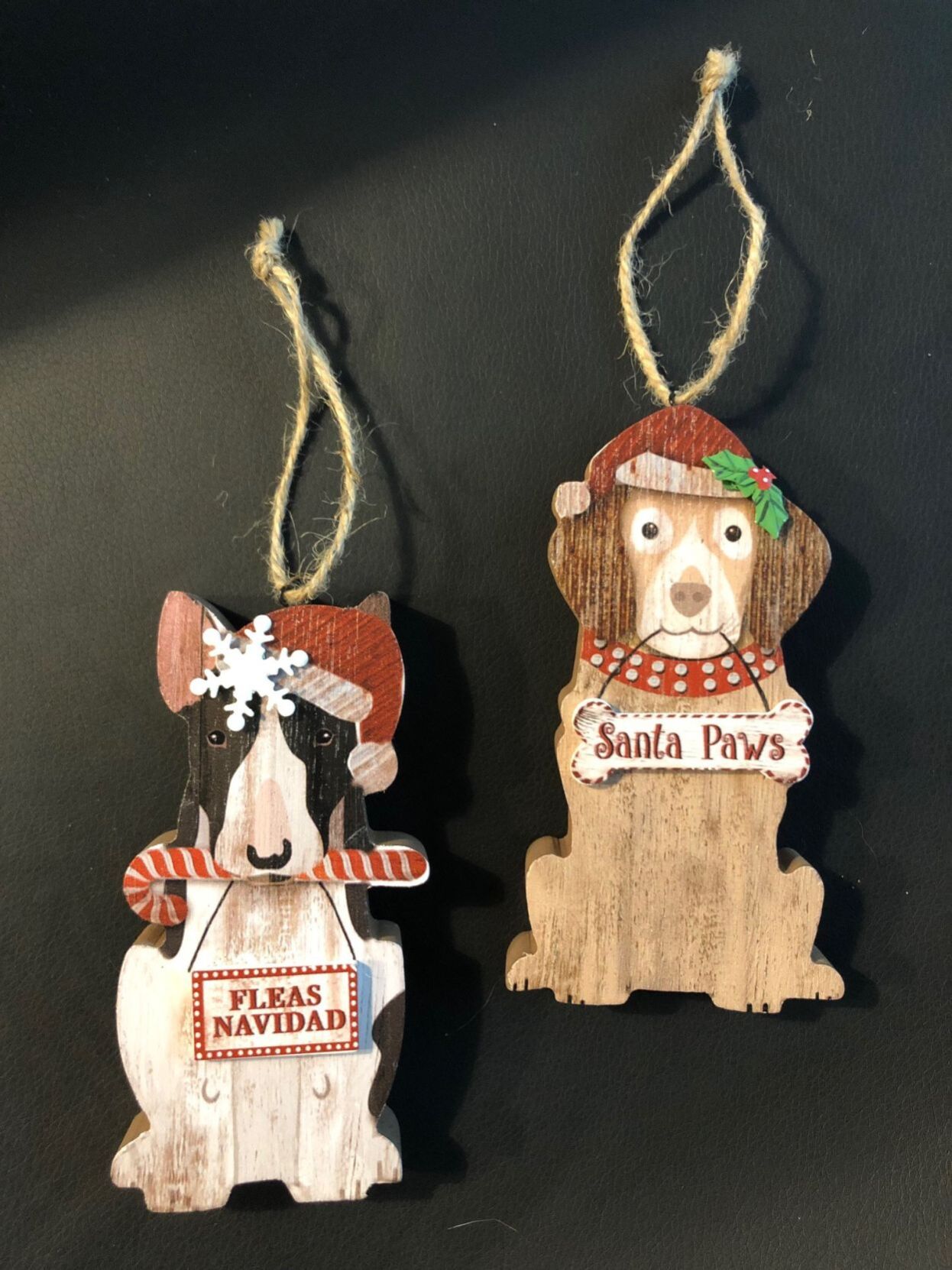 Festive pup ornaments